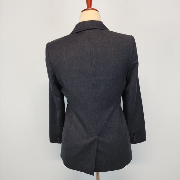 Vintage Wool Cashmere Blazer Size 10P Gray Office Career Tailored Fit Context - Picture 6 of 16